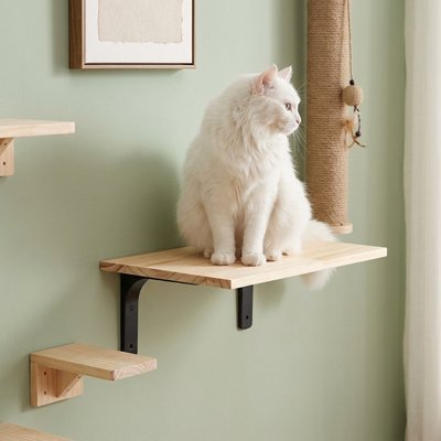 Arbre a Chat mural grande tablette en bois blanc