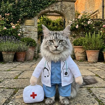 chat dans jardin avec Déguisement pour Chat docteur pour photos