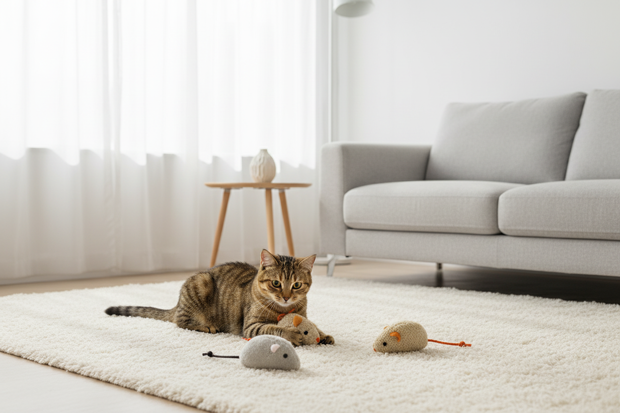 Chat tigré dans le salon