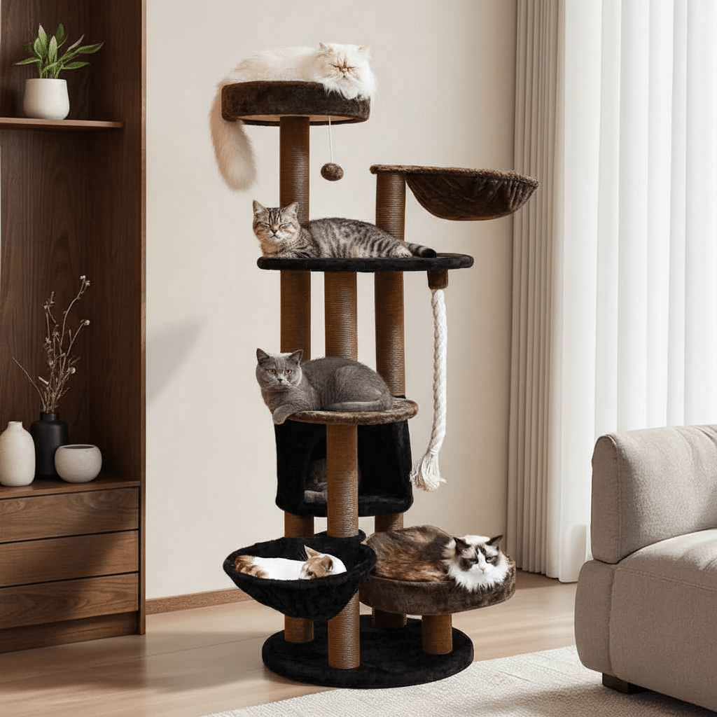 Arbre Ă Chat 162cm Multiplateforme | Design Marron & Noir - Chatjoue - Chatjoue
