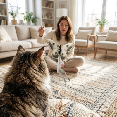 jeu Chat cane à pêche avec poignée ergonomique