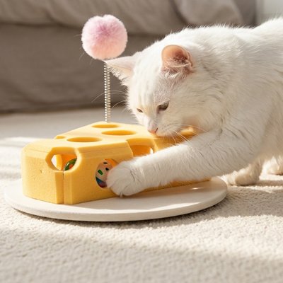 Jeu pour chat sur une base tournante de 30 cm de diamĂštre