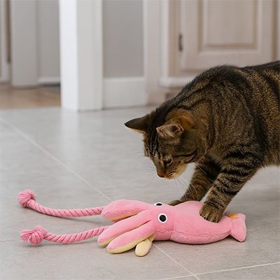 Jeux pour Chat une pieuvre rose et douce| FéliStim - Chatjoue