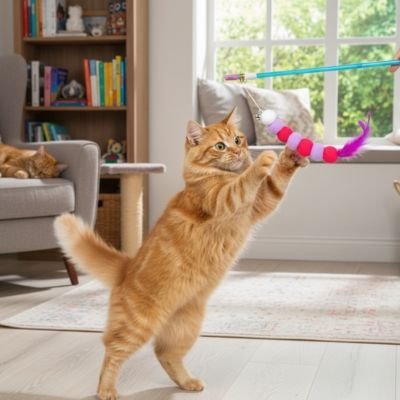Jouet pour Chat canne à pêche bleue | catpêche - chatjoue - Chatjoue