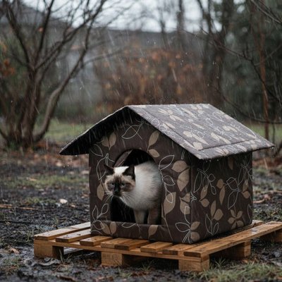 Maison pour chat extérieur protège du chaud et du froid