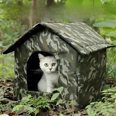 niche camouflage verte extérieur chat