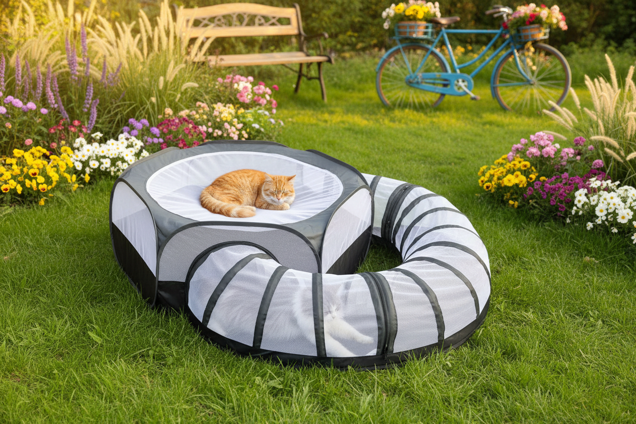 Tente pour Chat avec Tunnel | Douillet Imperméable - Chatjoue