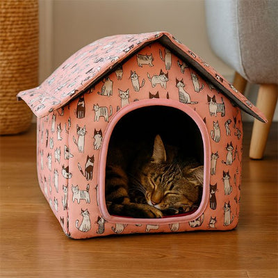 Niche pour Chat extérieur décor chats blancs