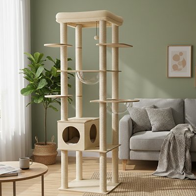 Arbre a Chat en bois blanc scandinave