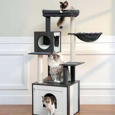Arbre a Chat en bois s'intègre facilement dans le salon