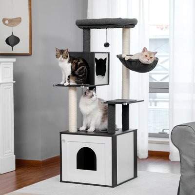 Arbre a Chat en bois sur plusieurs niveaux
