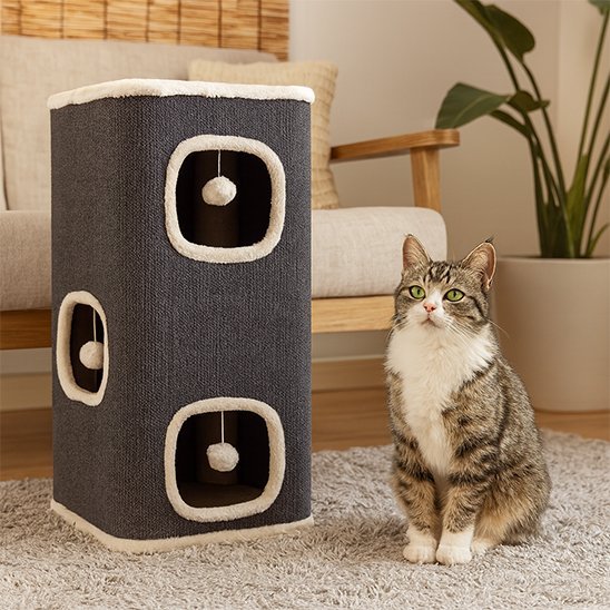 Arbre A Chat modulable avec des trous | Multi - niveaux Deluxe - Chatjoue