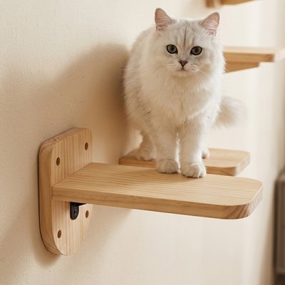 Arbre a Chat mural en bois blanc style scandinave