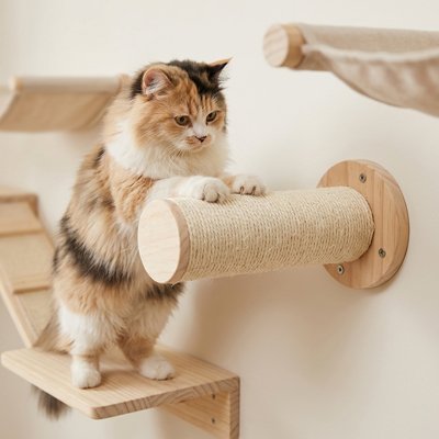 Arbre a Chat mural poteau fixer par un socle au mur