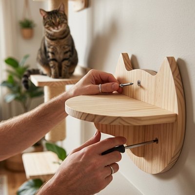 Arbre a Chat mural tabelle en bois naturel