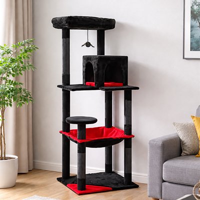Arbre à Chat noir et rouge