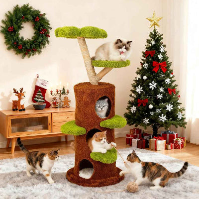arbre à chat salon 5 chats un sapin de Noël