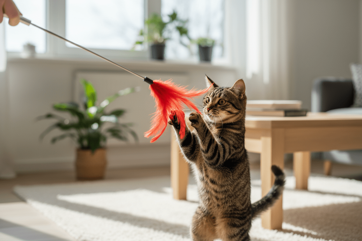 Baguette Télescopique Chat Interactif | Jeu Stimulation Mentale | Chatjoue - Chatjoue