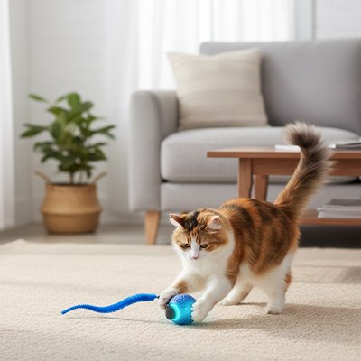 Balle interactive chat de couleur bleu