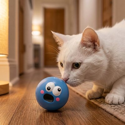 Balle pour chat de couleur bleu