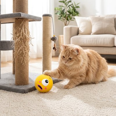 Balle pour chat de couleur jaune