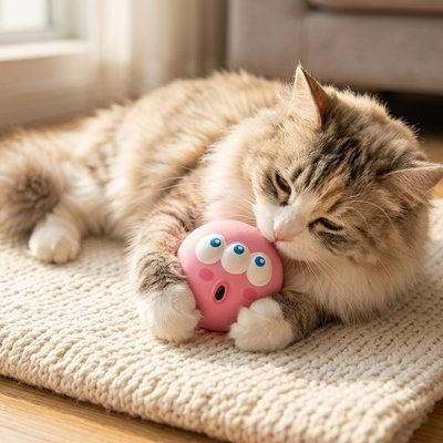 Balle pour chat de couleur rose