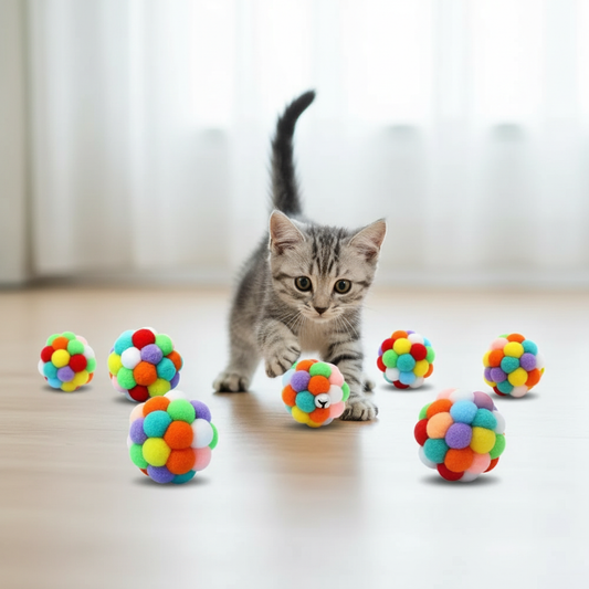 Balles chat clochette multicolores format carré