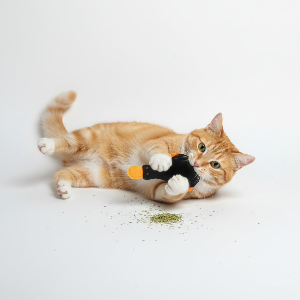 Canard noir avec chat roux