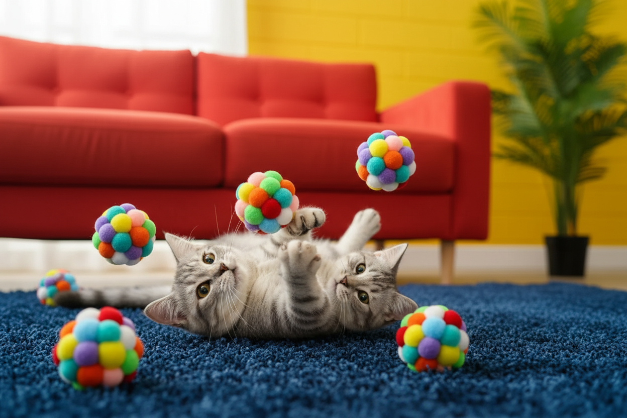 Chat avec balles JingleChase multicolores 5
