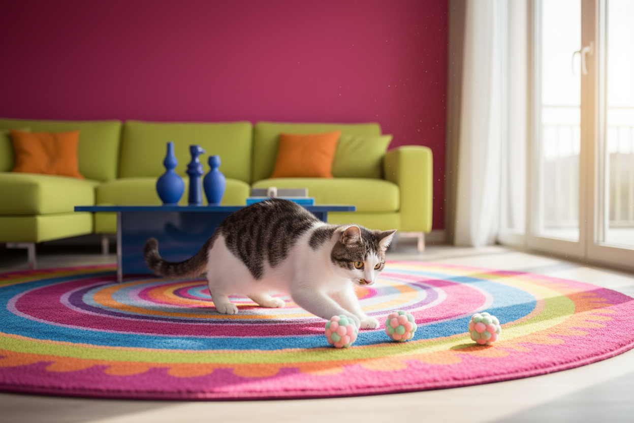 Chat avec balles JingleChase roses 3