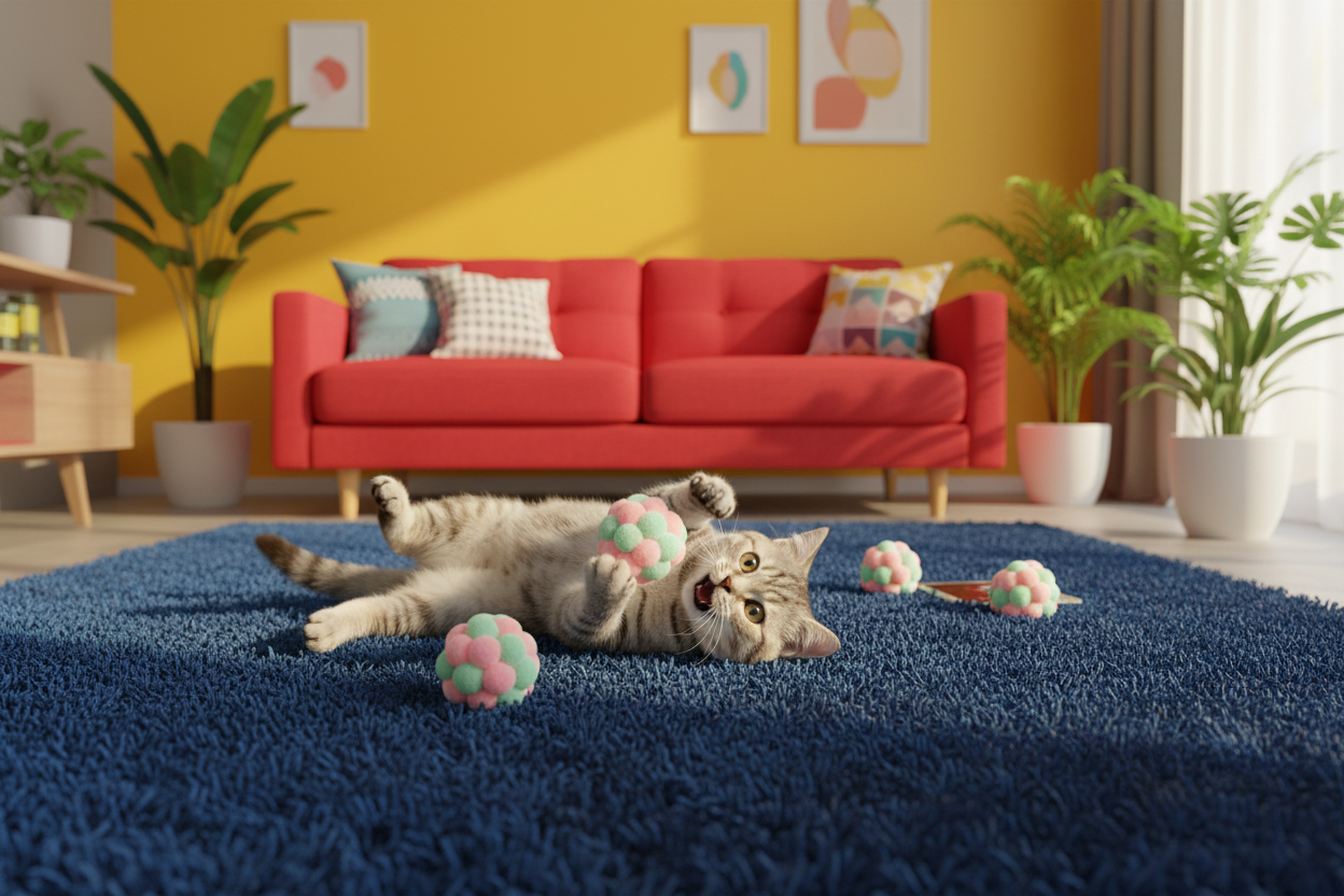 Chat avec balles JingleChase roses 5