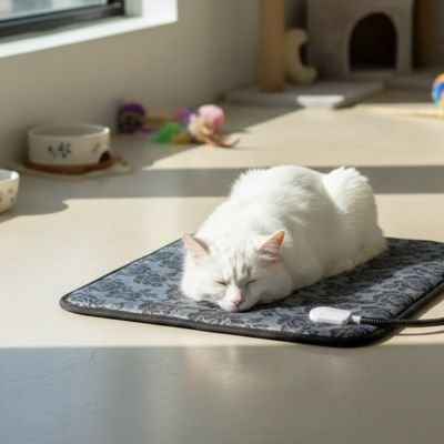 chat couché sur Tapis pour chat au soleil devant fenêtre