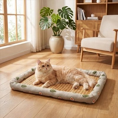 chat couché Tapis rafraichissant Chat dans salon devant fenêtre