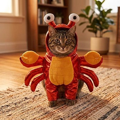 chat habillé avec Déguisement pour Chat crabe rouge