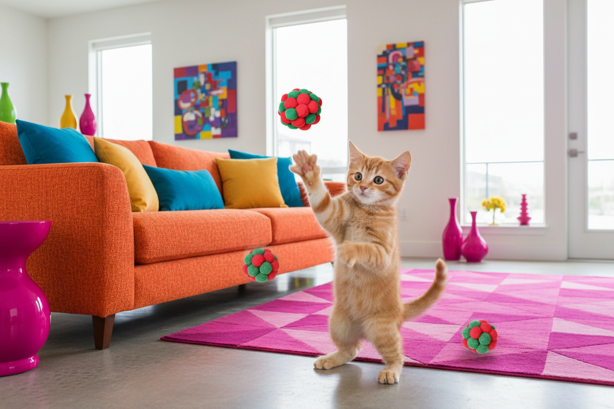 Chat jouant avec balles JingleChase 1