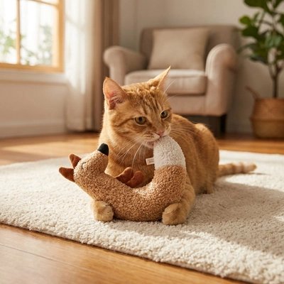 chat joue avec Jeu pour Chat renard dans salon