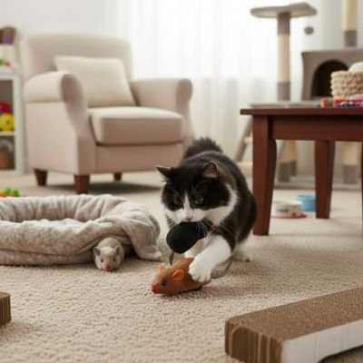 Chat jouet à remonter pour avancer