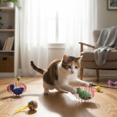 Chat jouet interactif balle ovale avec souris intégrée | Stimulant | chatjoue - Chatjoue