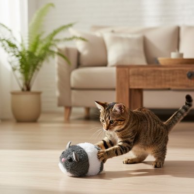 Chat jouet joli hamster gris et blanc
