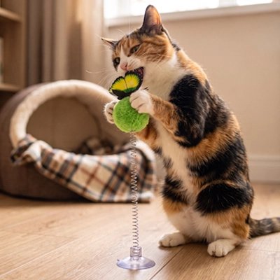 chat mordille papillon sur Jouet pour Chat fixer au plancher 