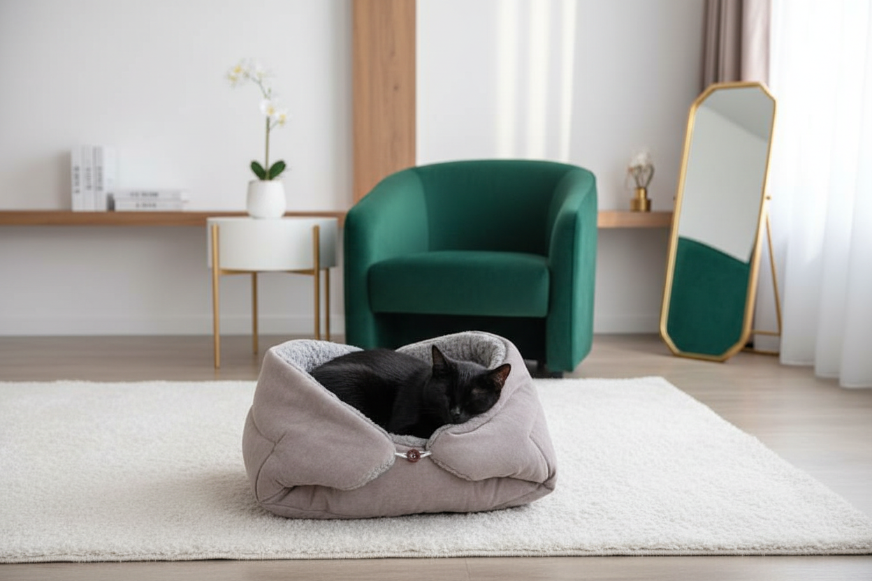 Chat noir dans panier - version 1