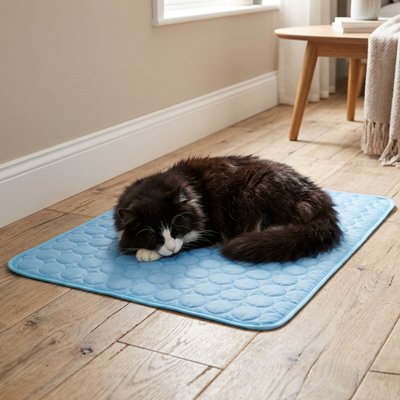 chat noir sur Tapis rafraichissant Chat dort  près fenêtre salon