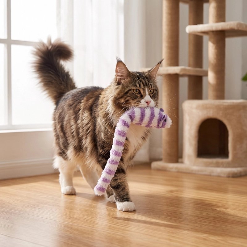 chat porte dans sa gueule Jouet Chat interactif souris 