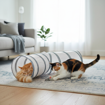 Chat roux se reposant avec chat tricolore à proximité