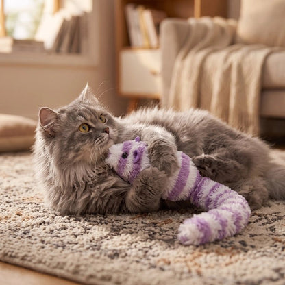 chat sur tapis Jouet Chat interactif souris entre pattes 