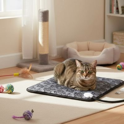 chat sur Tapis pour chat qui regarde son maître