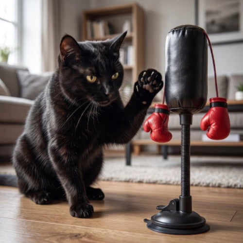 chat tape Jouet Chat gants de boxe rouge sac noir