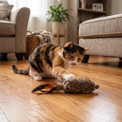 chat touche Jouet Chat parterre par curiosité 