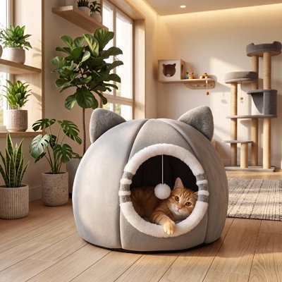chaton joue dans Niche pour Chat