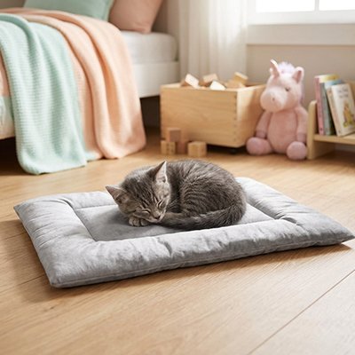 chaton qui dort sur Tapis Chat dans la chambre